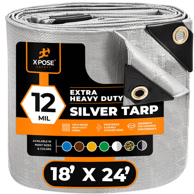 12 Mil Silver Extra Heavy Duty Poly Tarp