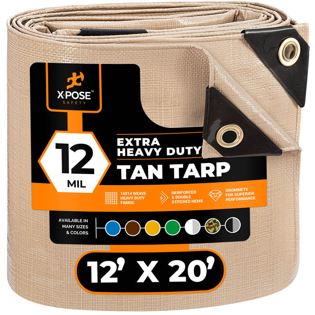 12 Mil Tan Extra Heavy Duty Poly Tarp