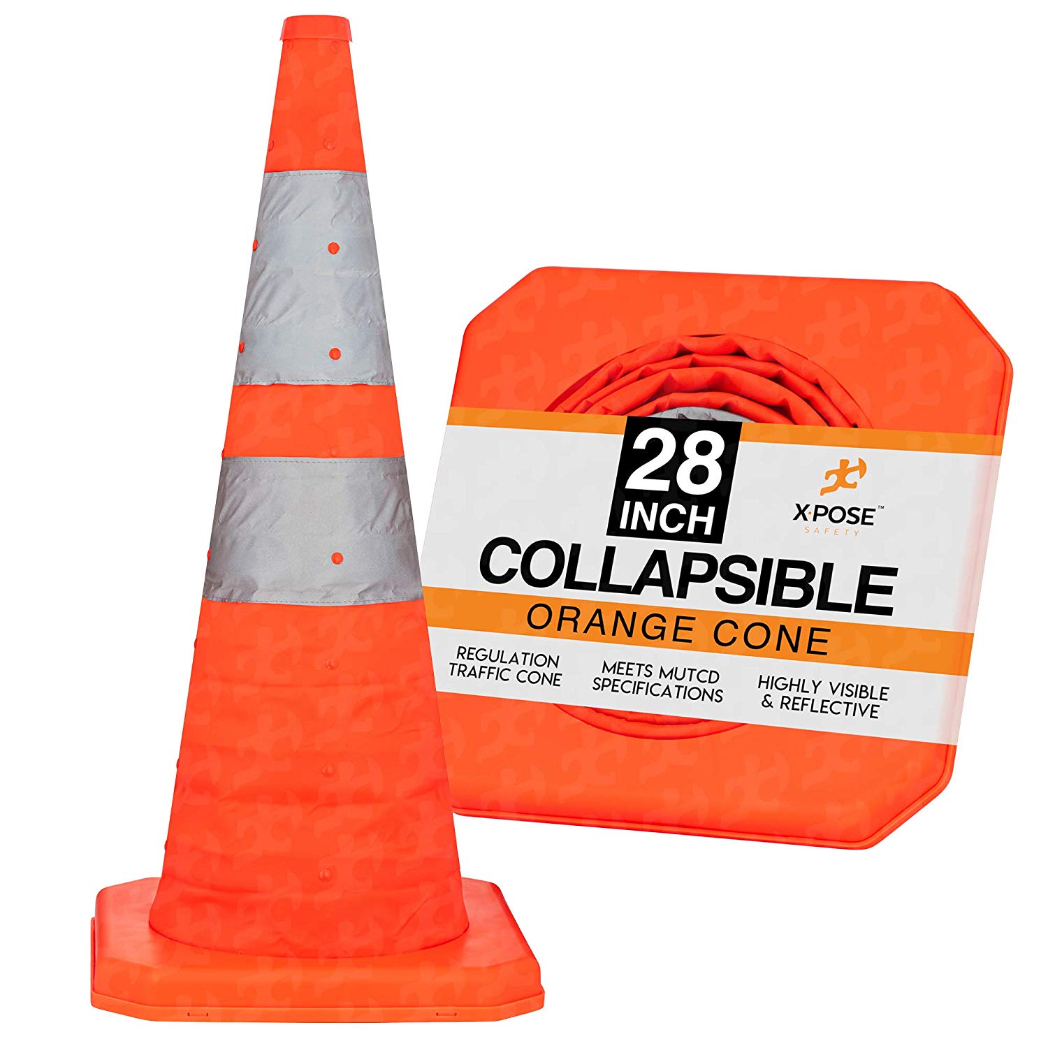 28" Orange Collapsible Traffic Cone