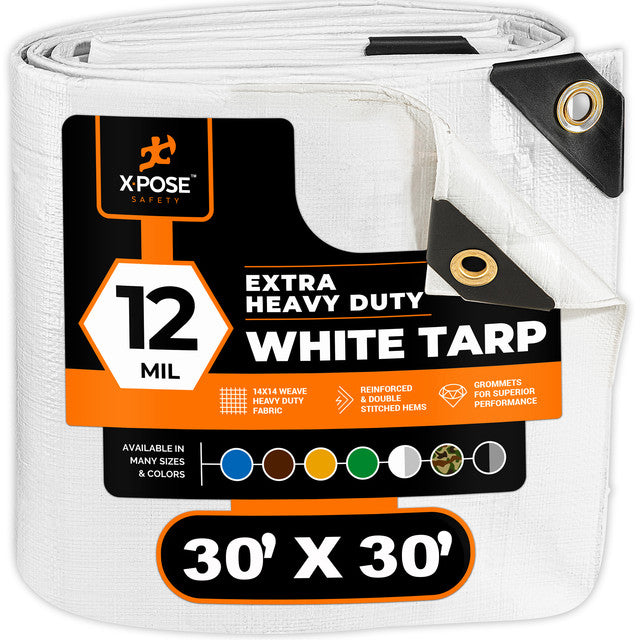 12 Mil White Extra Heavy Duty Poly Tarp