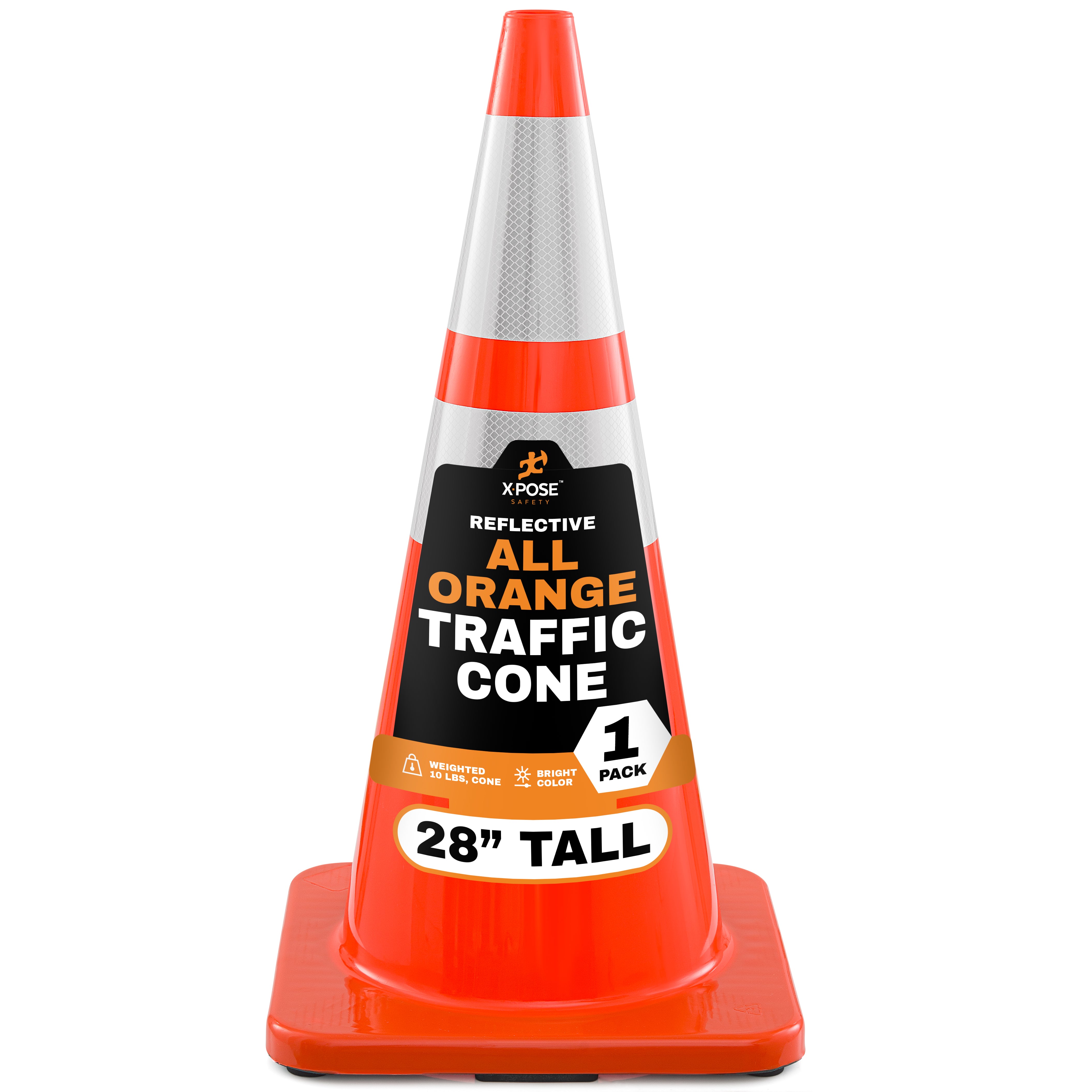 28" All Orange Traffic Cone