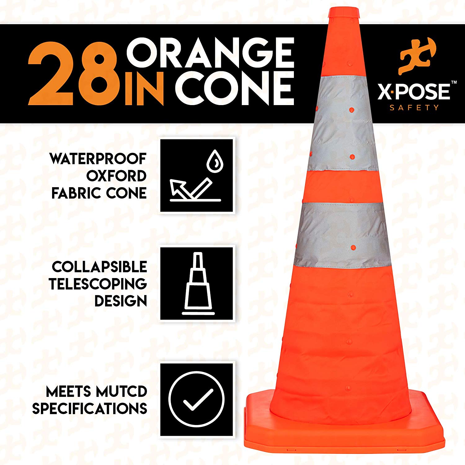 28" Orange Collapsible Traffic Cone