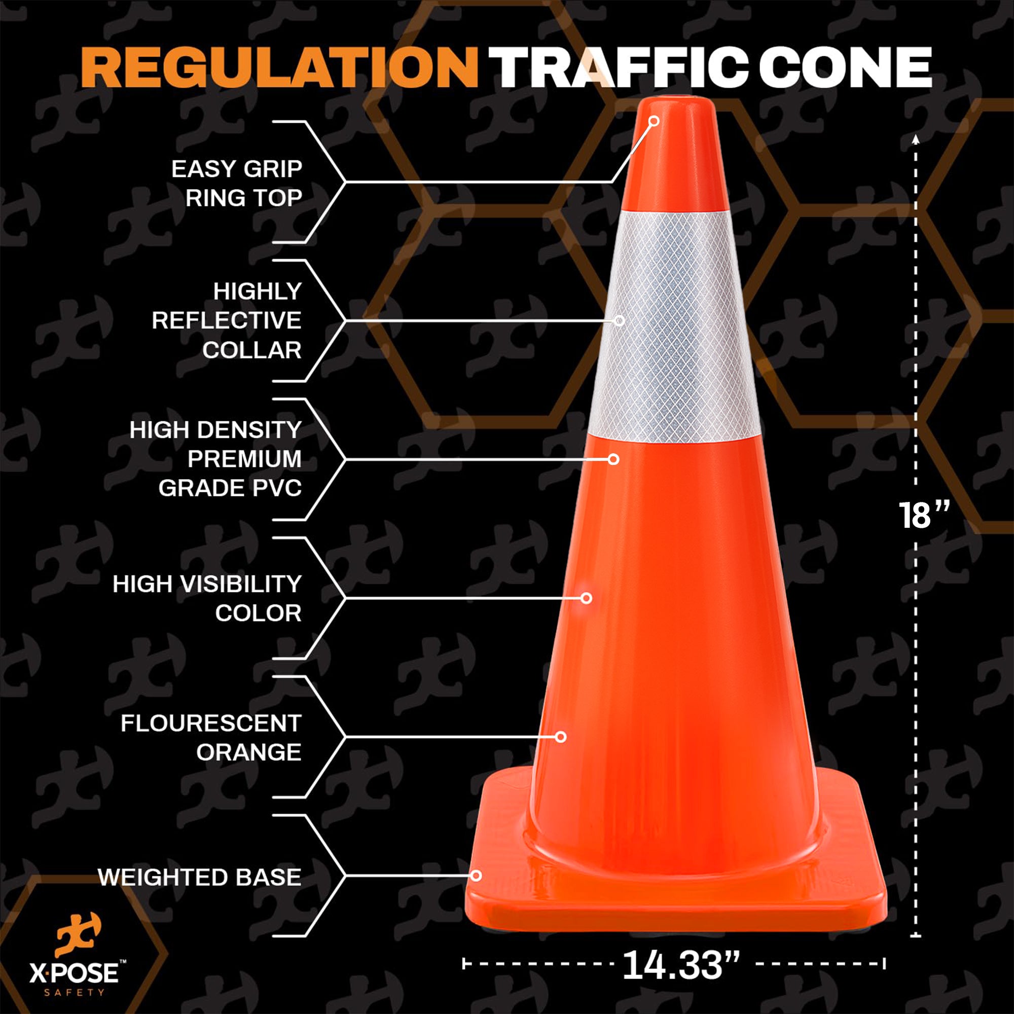 18" All Orange Traffic Cones