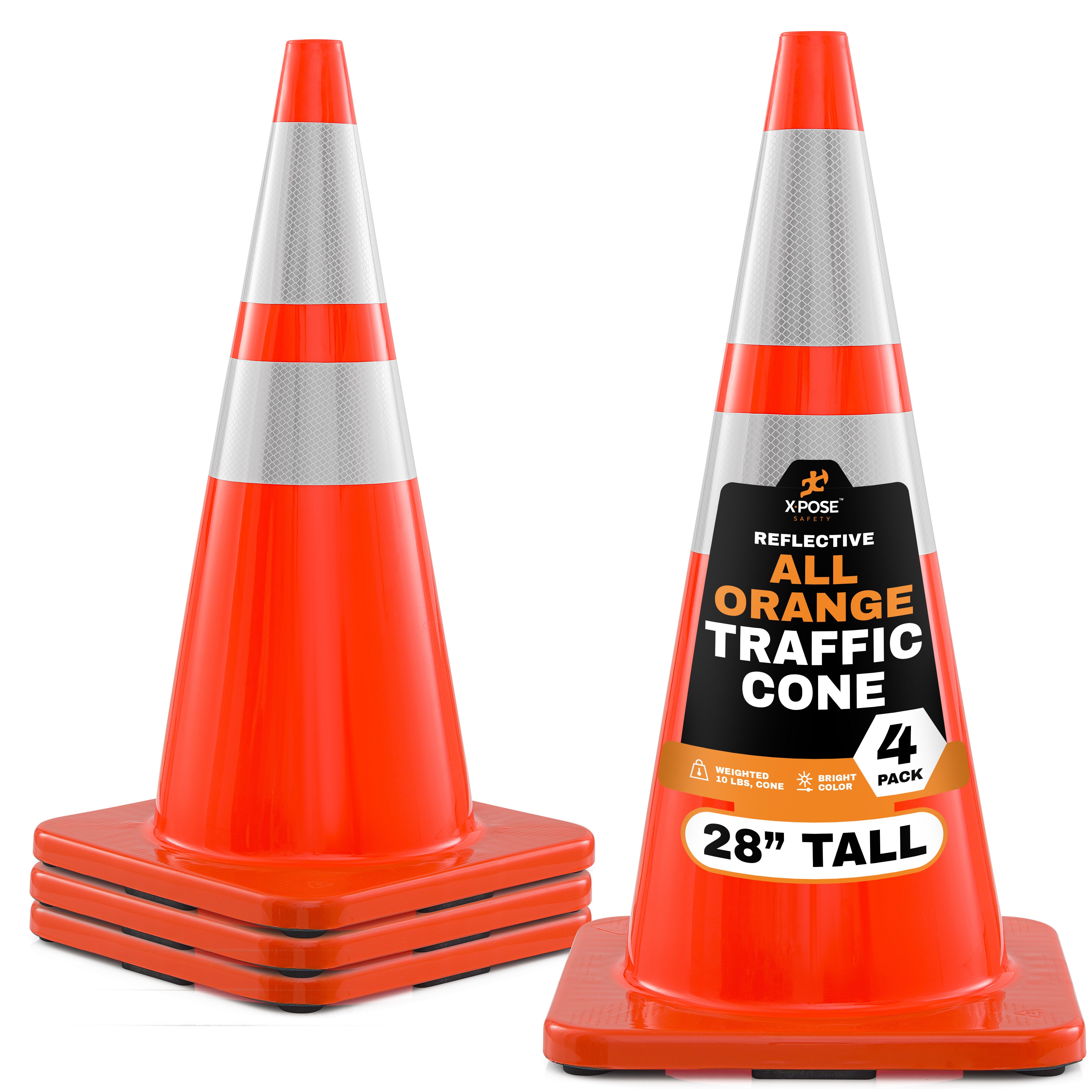 28" All Orange Traffic Cone