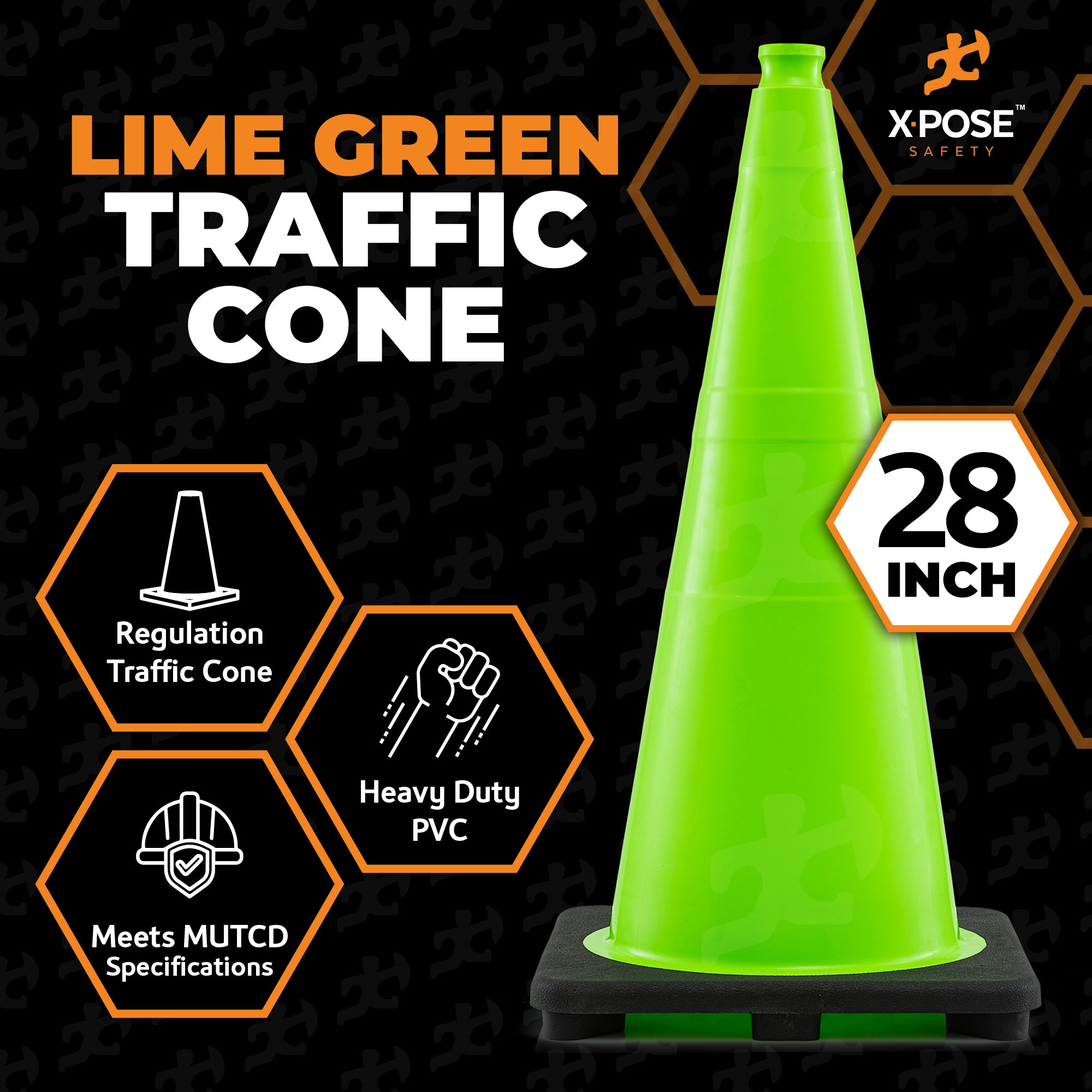 28" Lime Traffic Cone