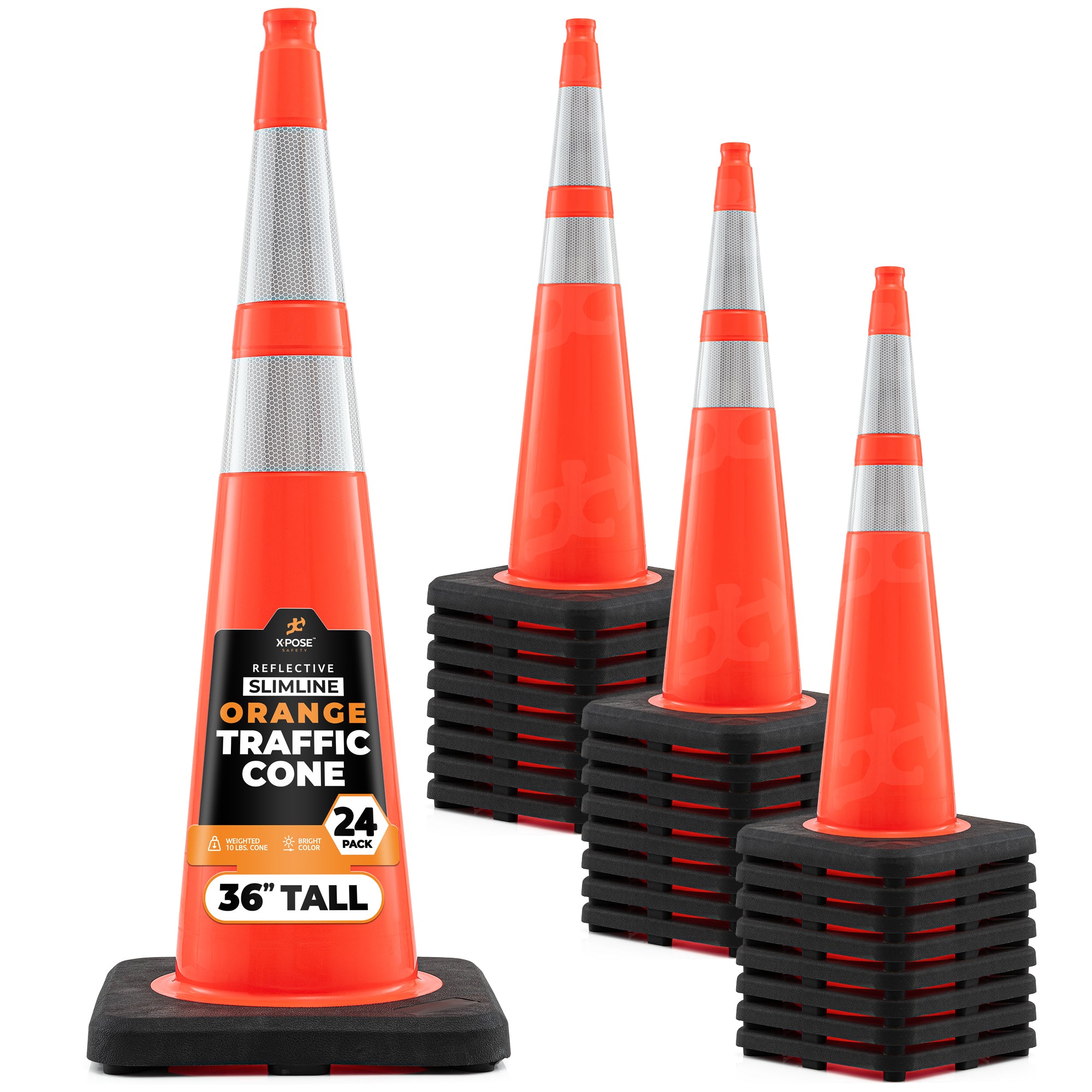 36" Slimline Orange Traffic Cone