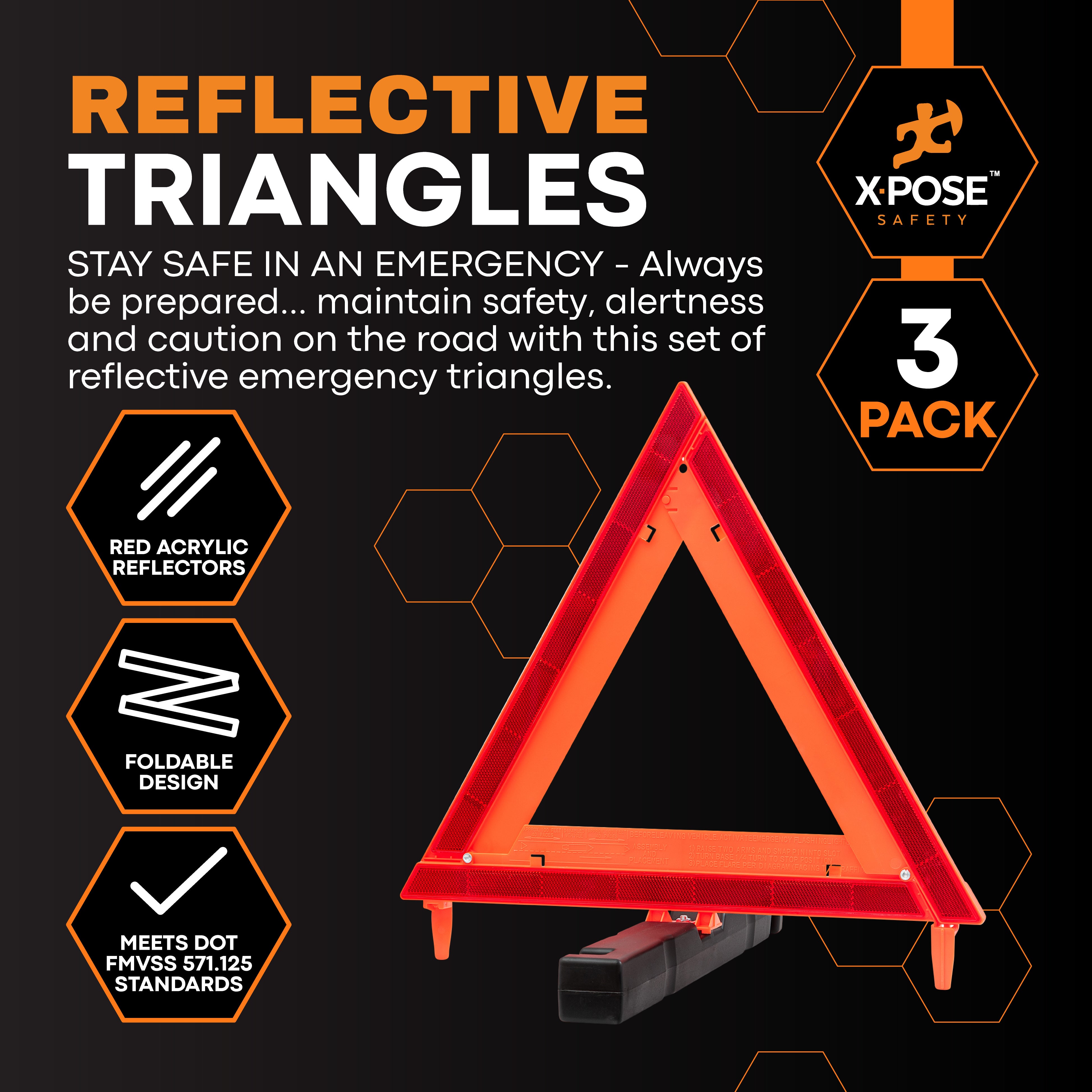 Emergency Roadside Triangle Pack of 3