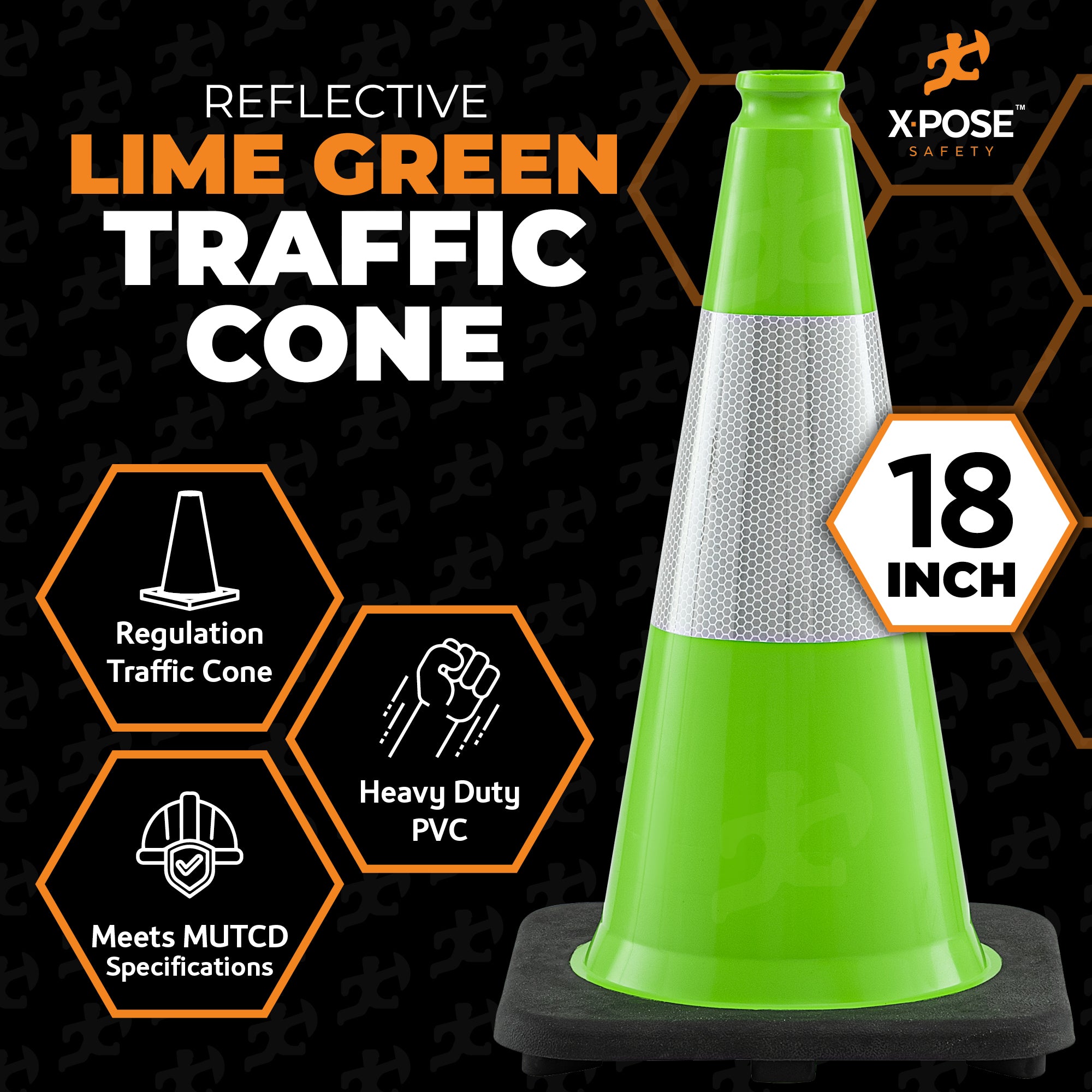 18" Lime Traffic Cone