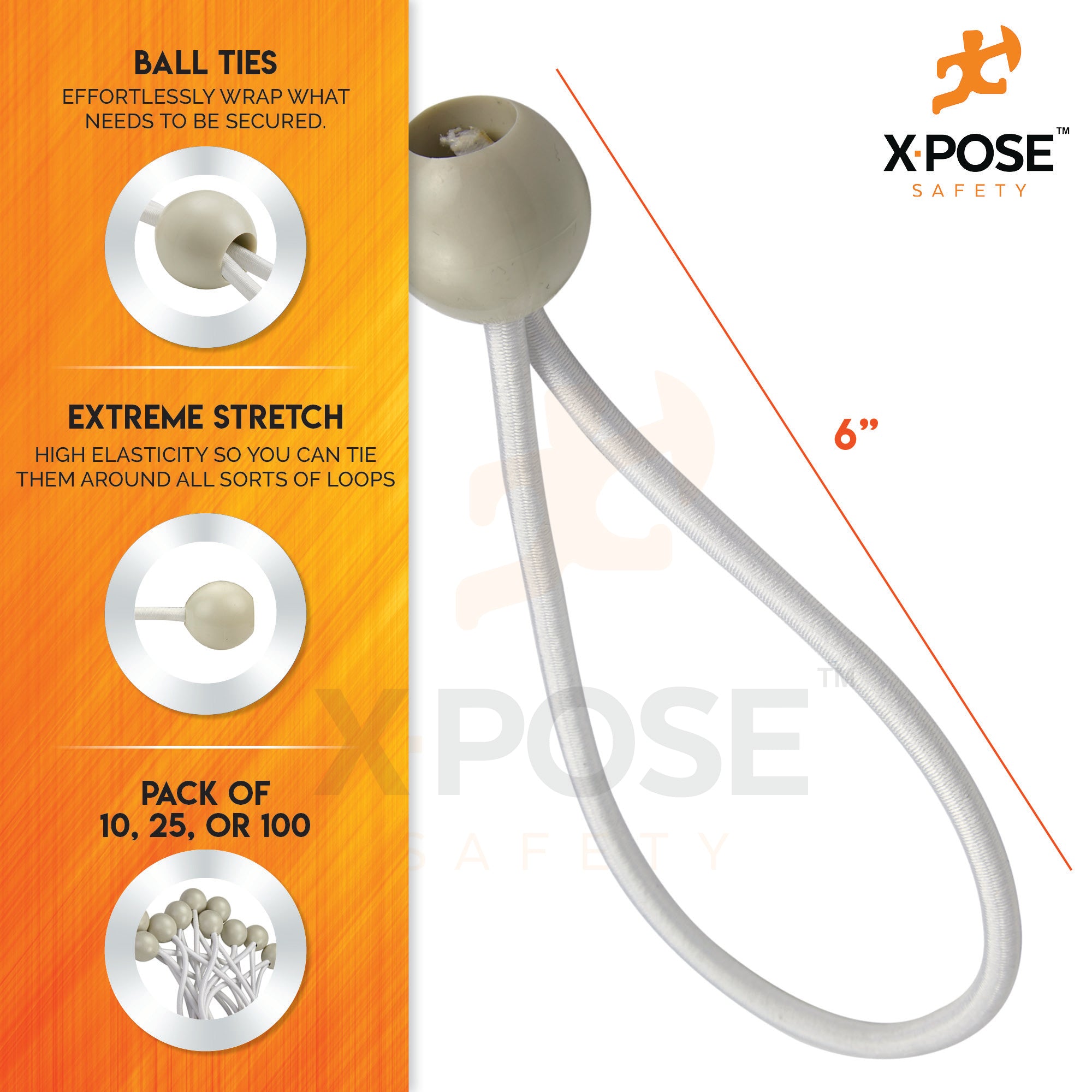 Heavy Duty Ball Bungees With Cord Ties