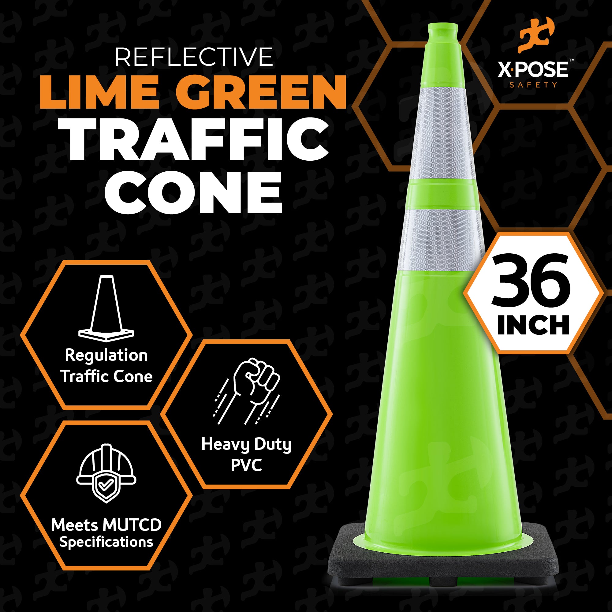 36" Lime Traffic Cone