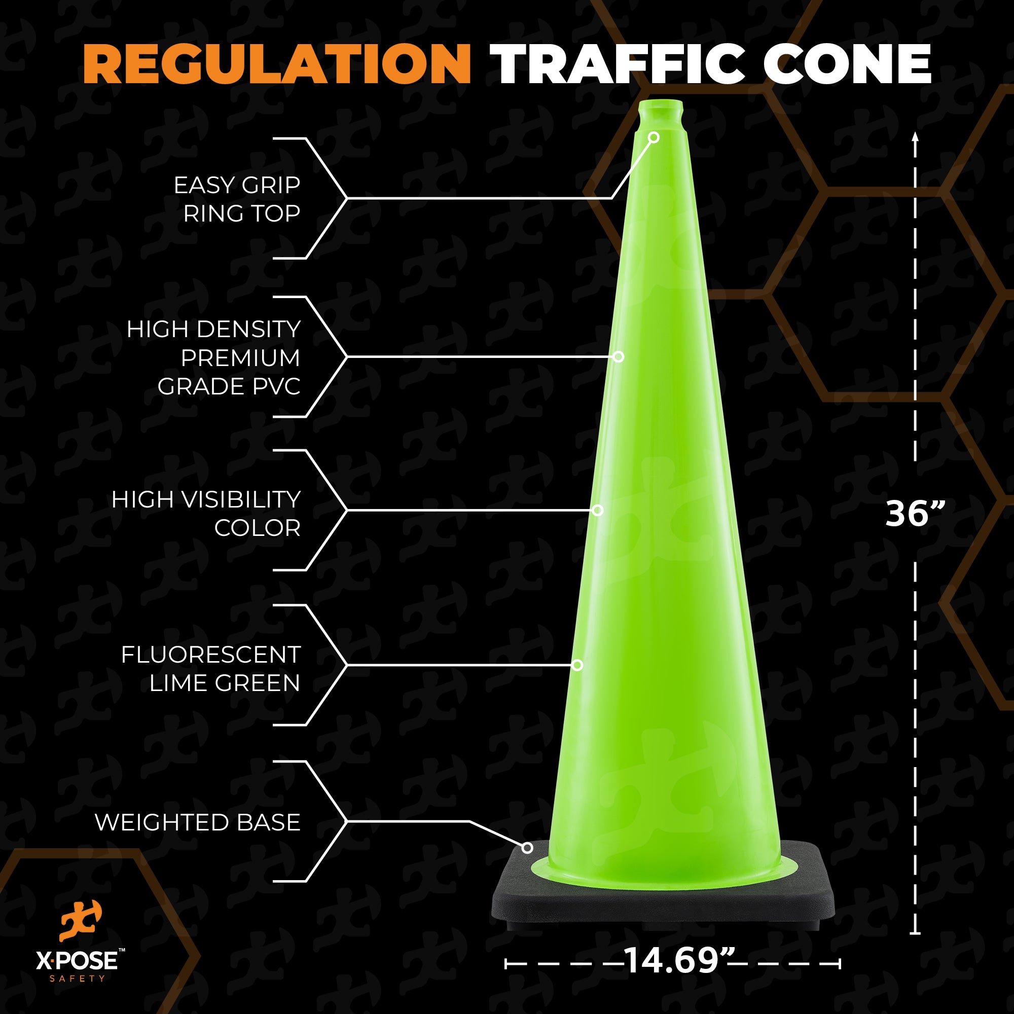 36" Lime Traffic Cone