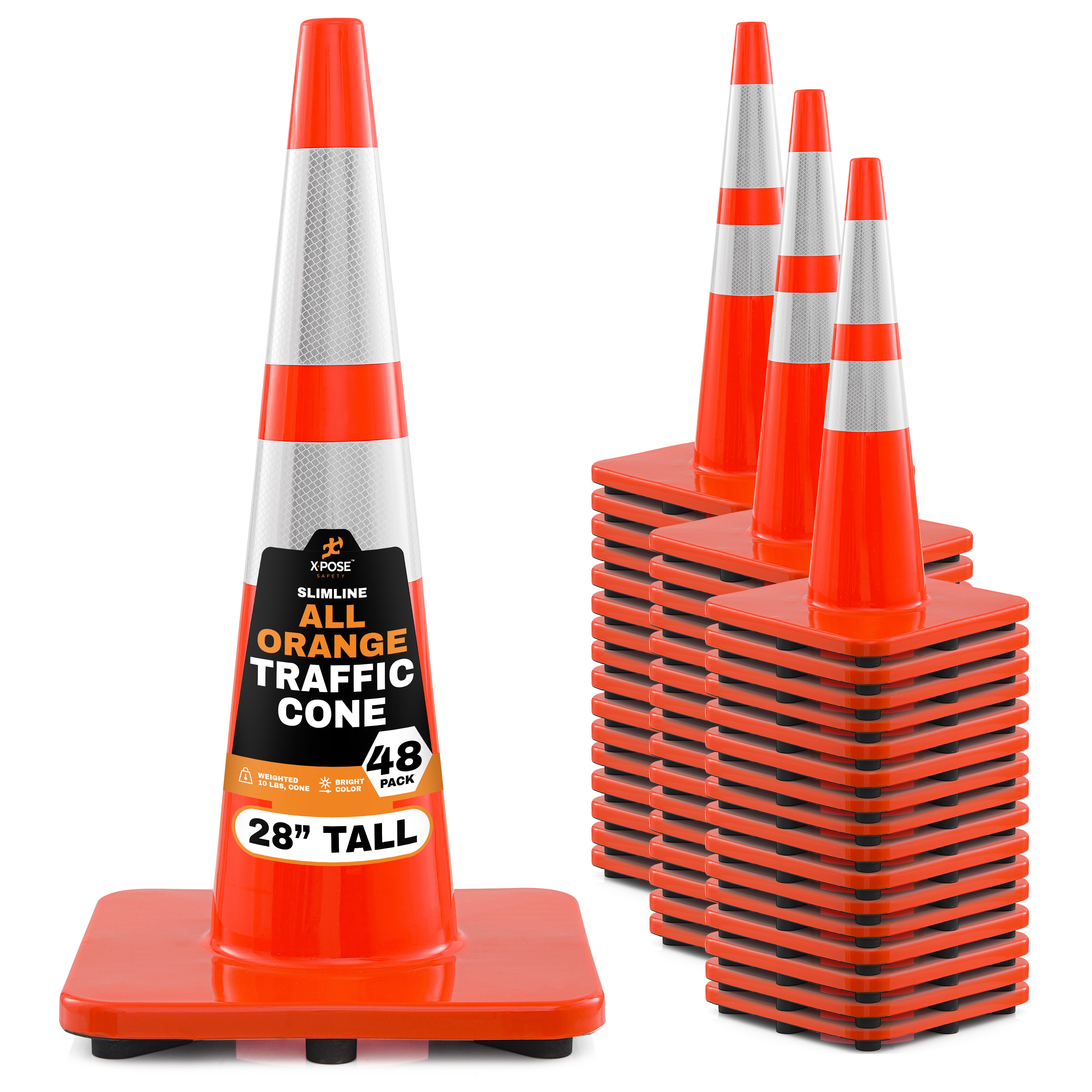 28" Slimline All Orange Traffic Cone