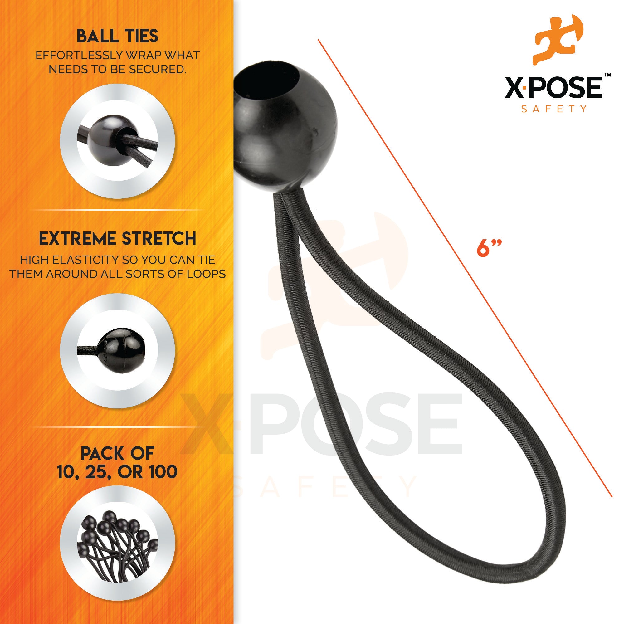 Heavy Duty Ball Bungees With Cord Ties