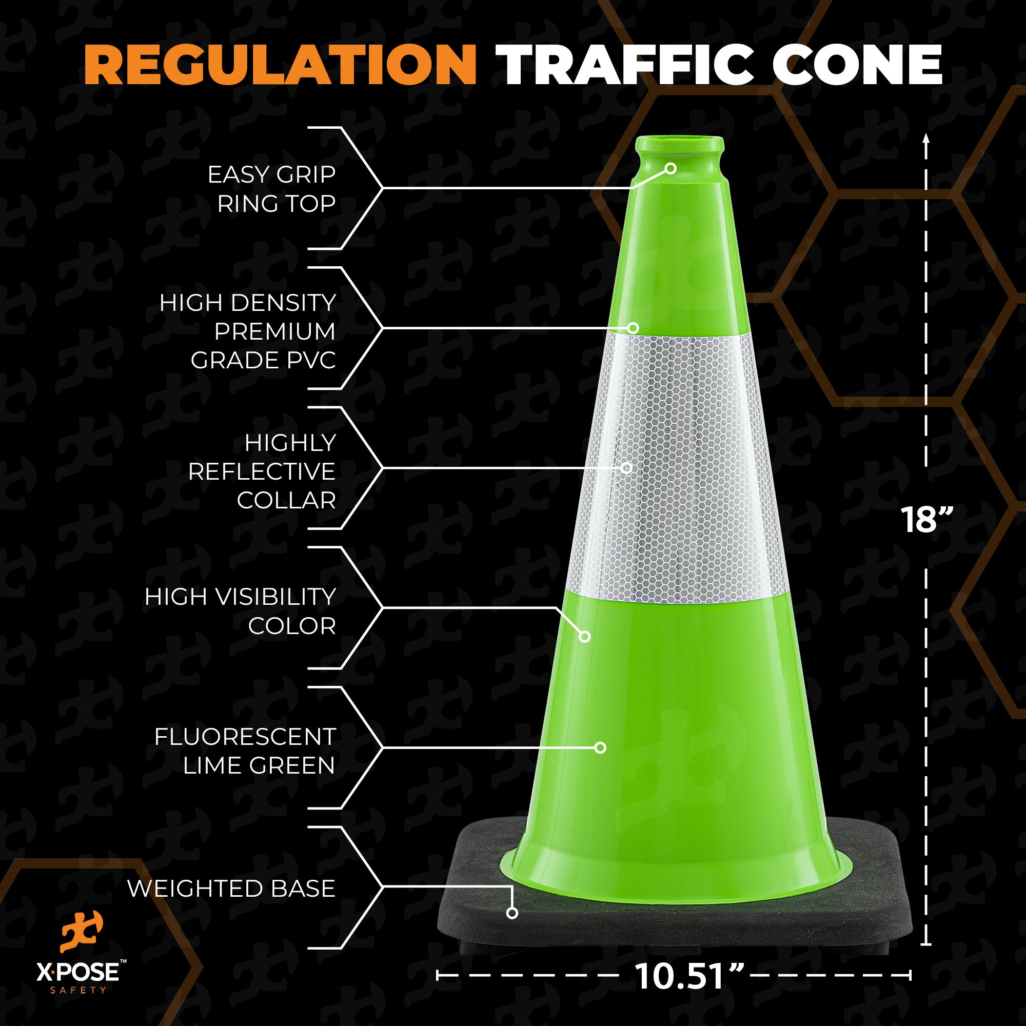 18" Lime Traffic Cone