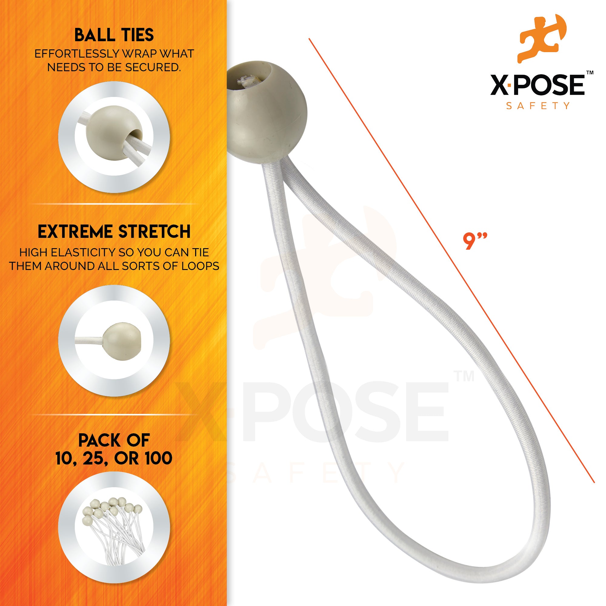 Heavy Duty Ball Bungees With Cord Ties