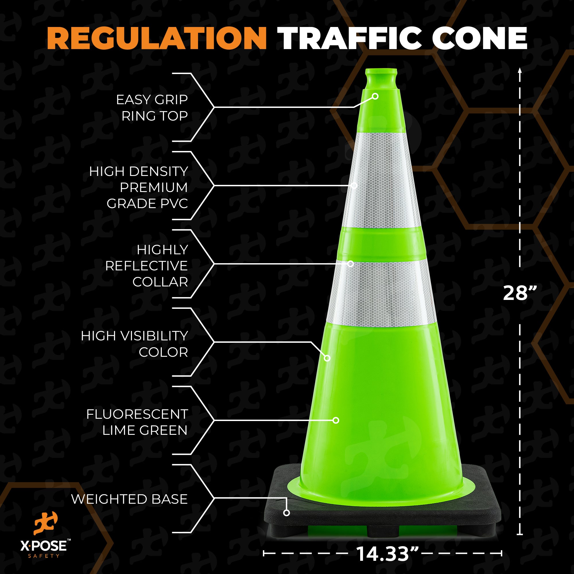 28" Lime Traffic Cone