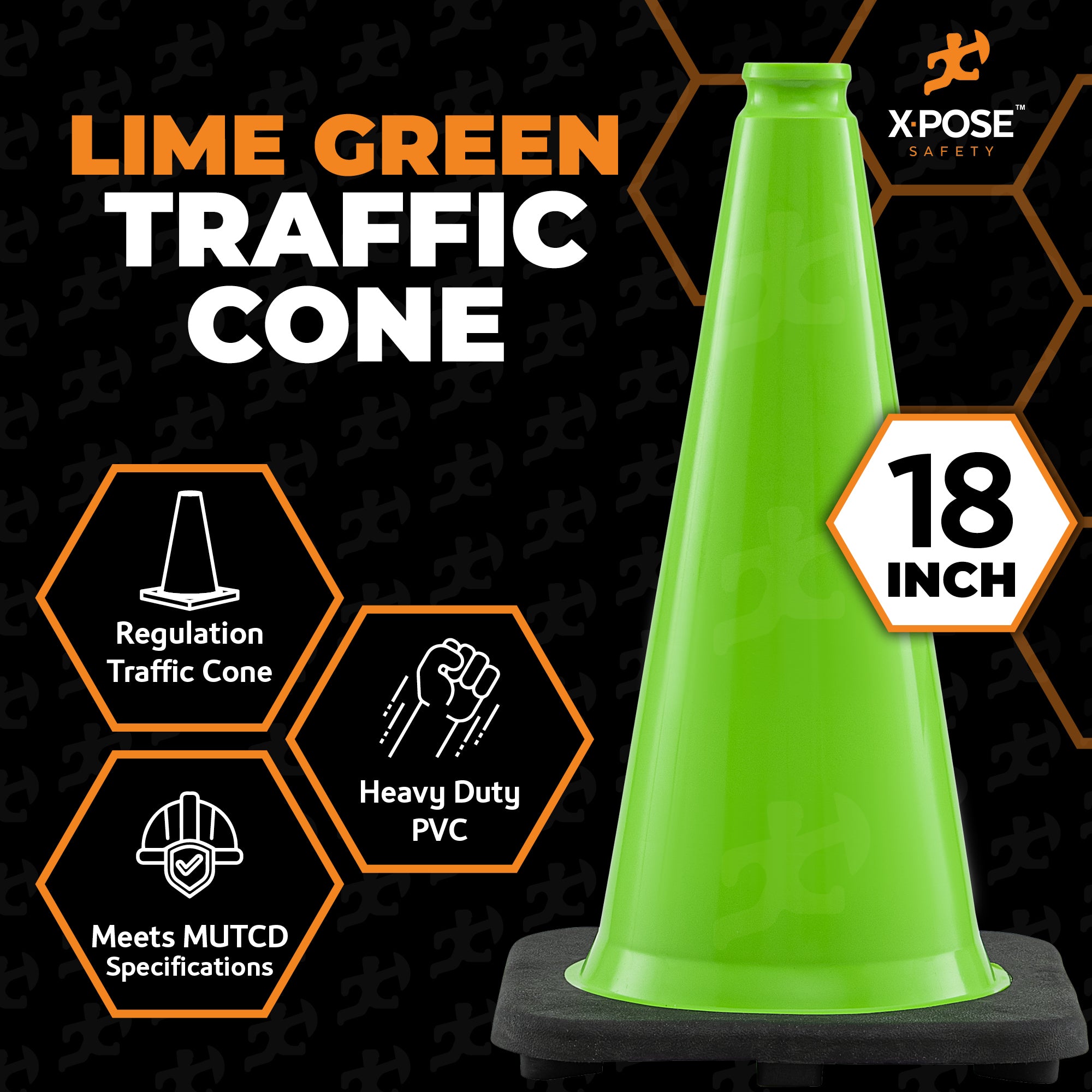 18" Lime Traffic Cone