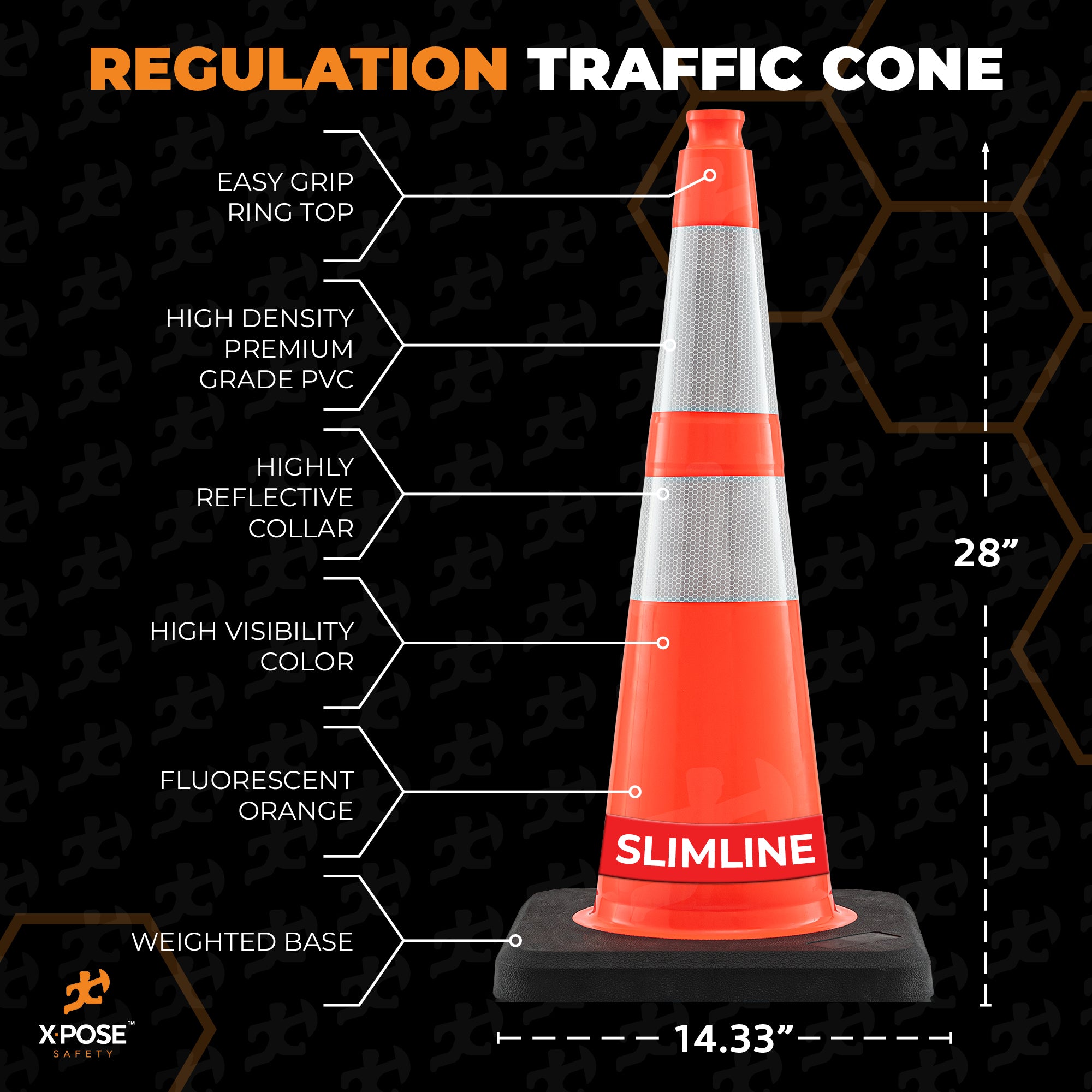 28" Slimline Orange Traffic Cone