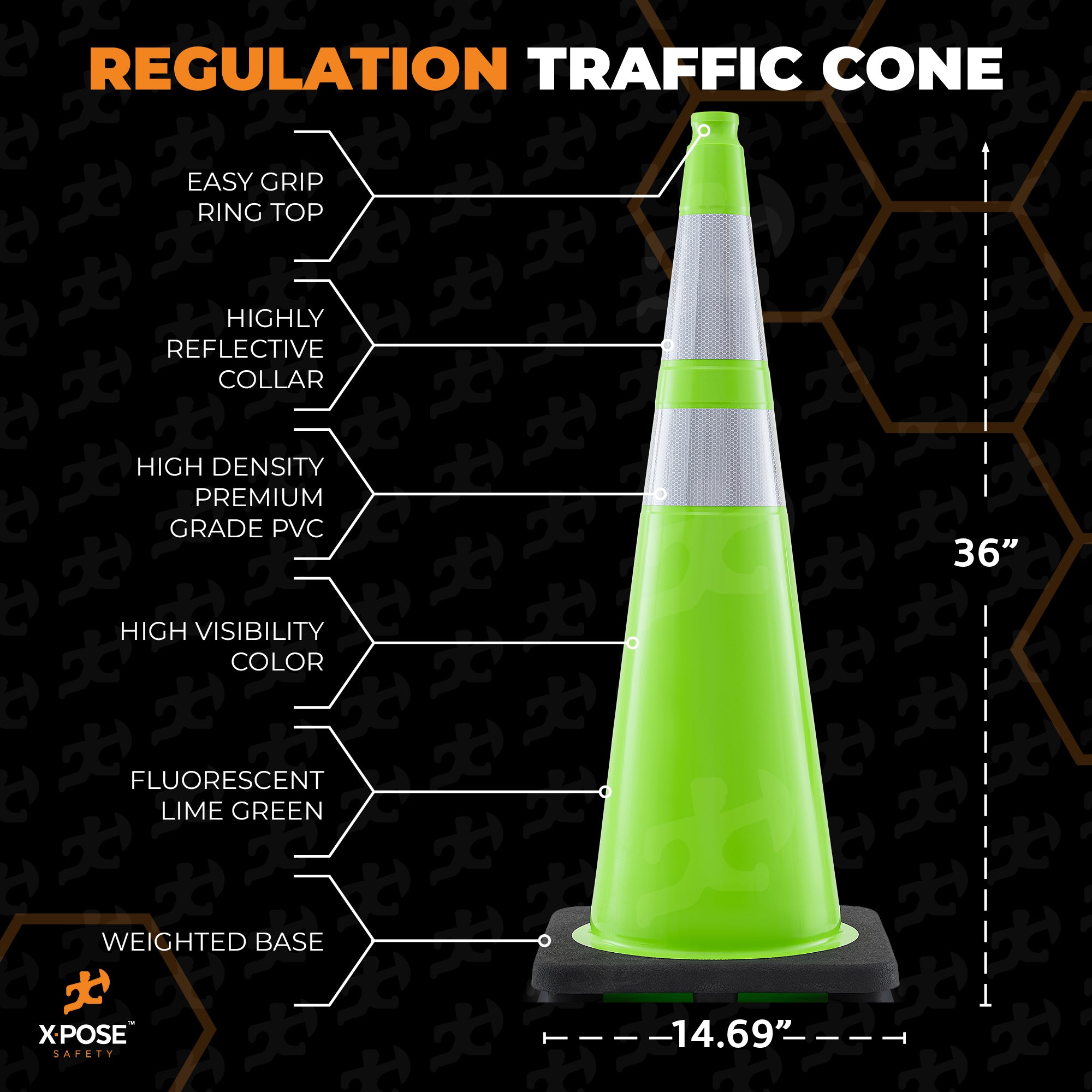 36" Lime Traffic Cone