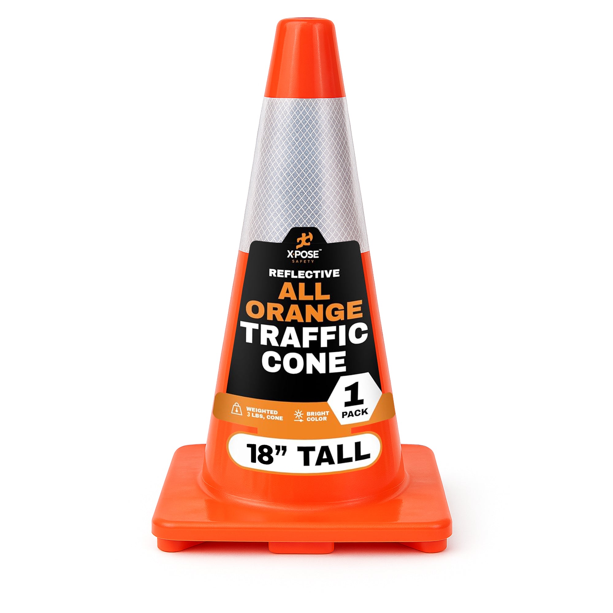 18" All Orange Traffic Cones