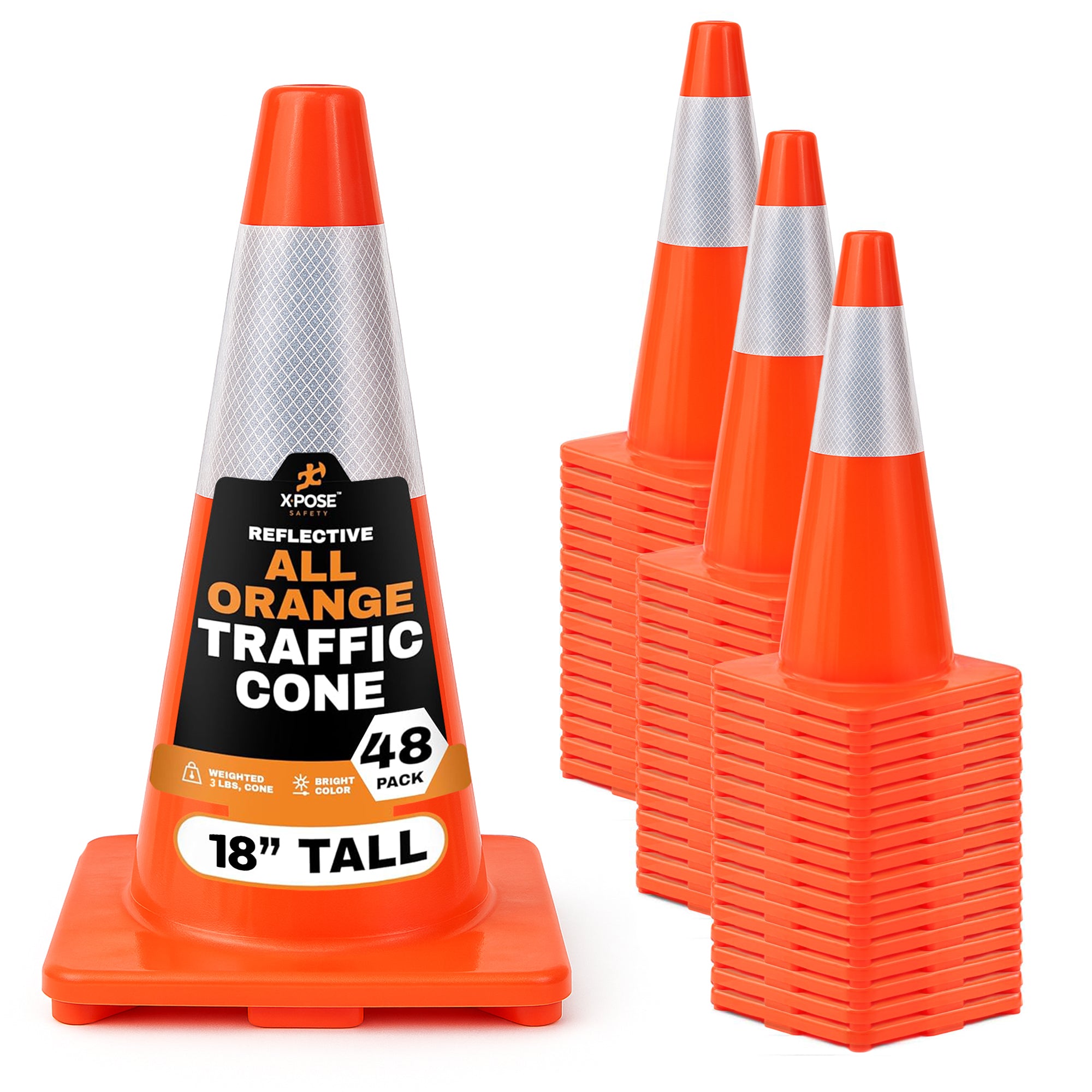 18" All Orange Traffic Cones