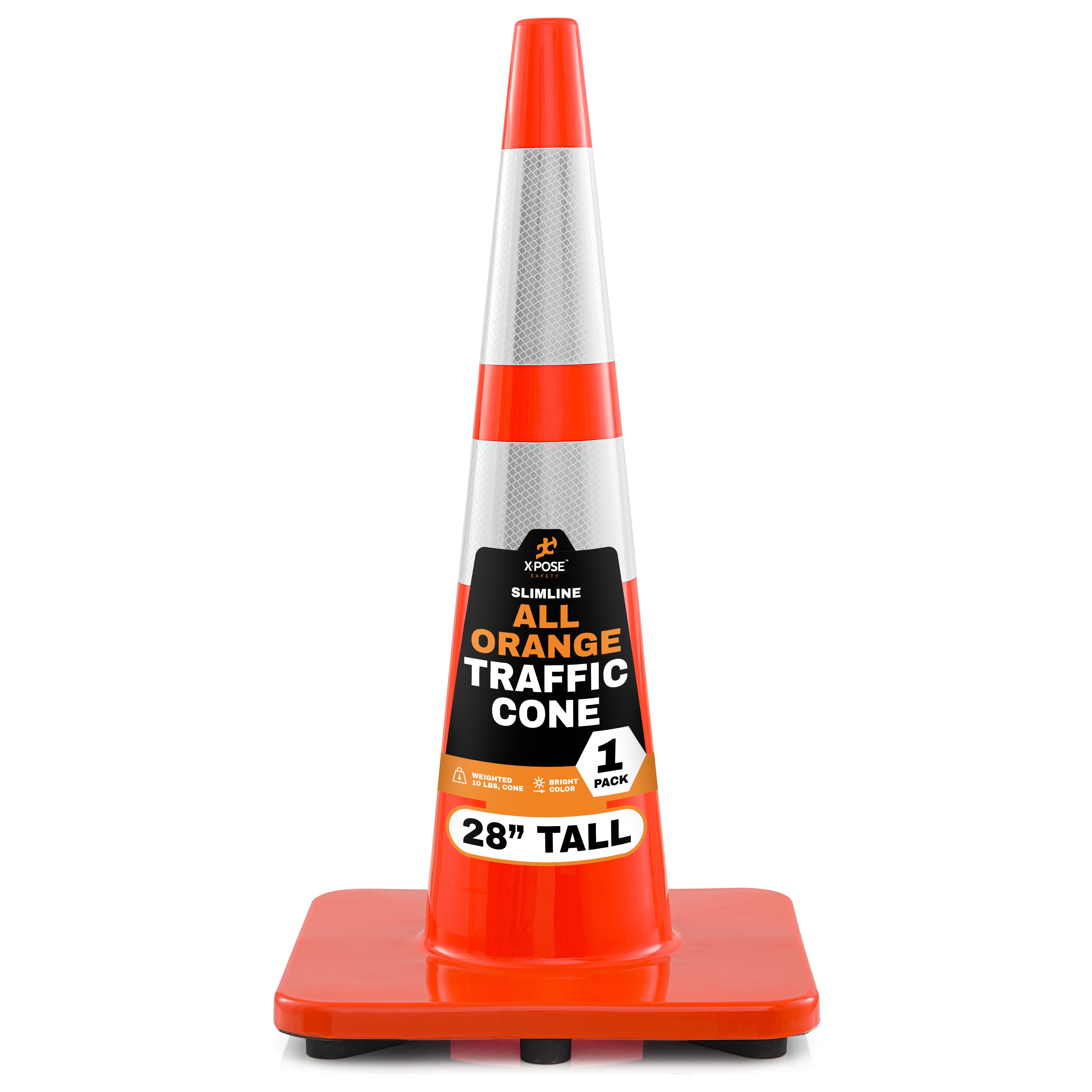 28" Slimline All Orange Traffic Cone
