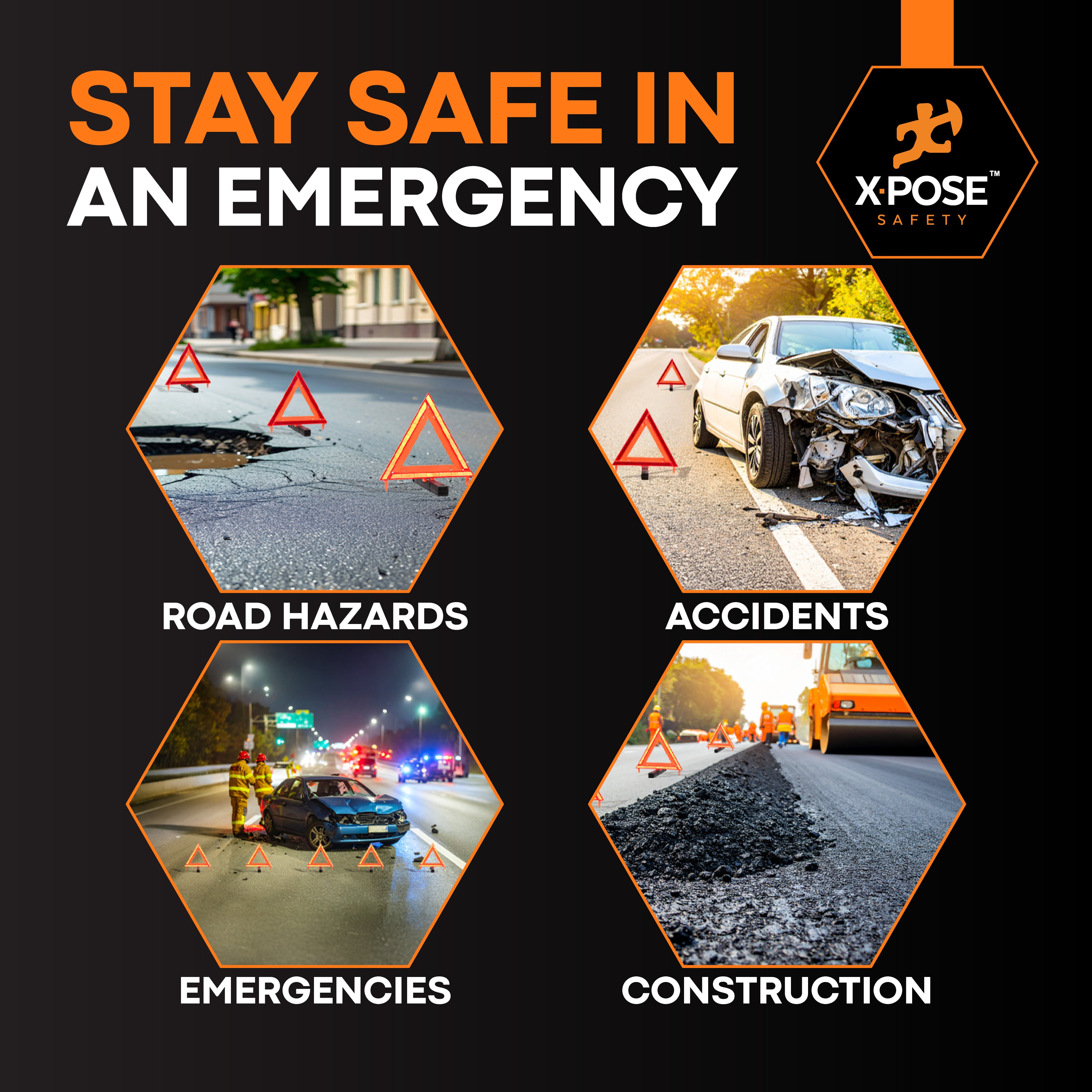 Emergency Roadside Triangle Pack of 3