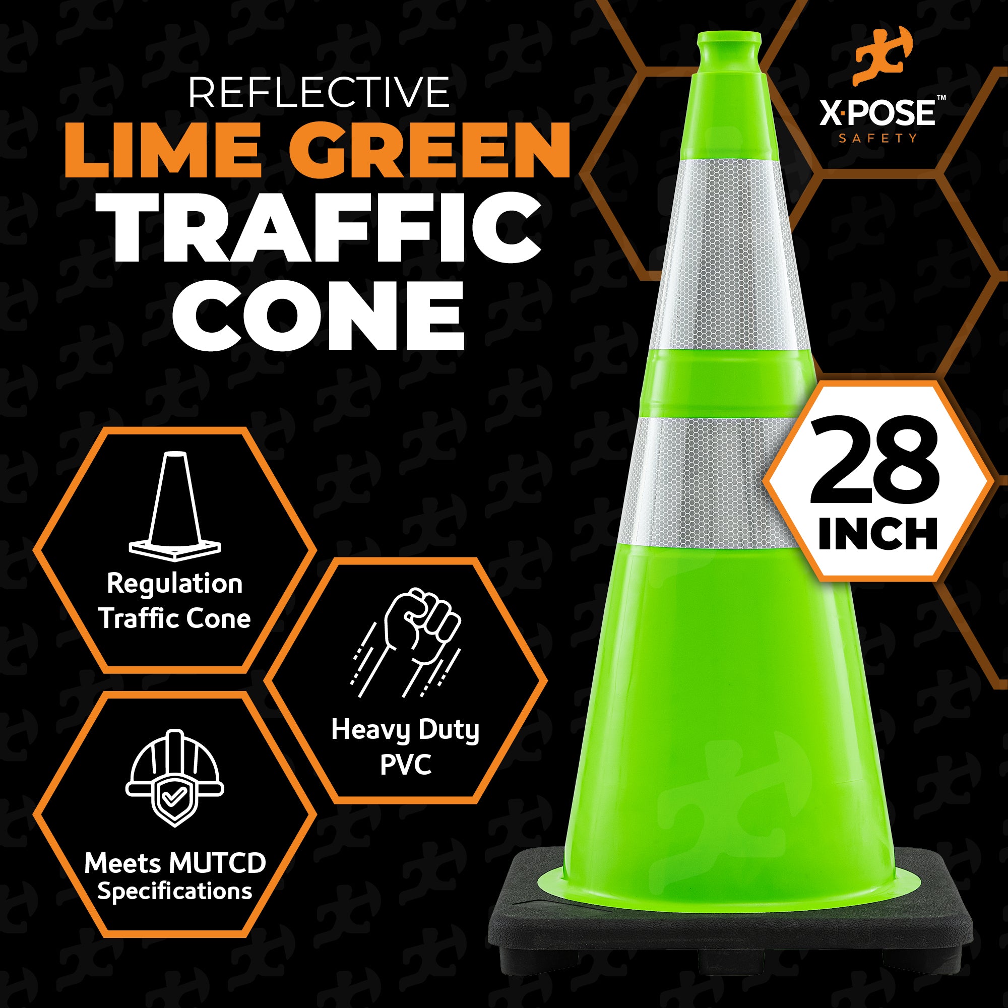 28" Lime Traffic Cone