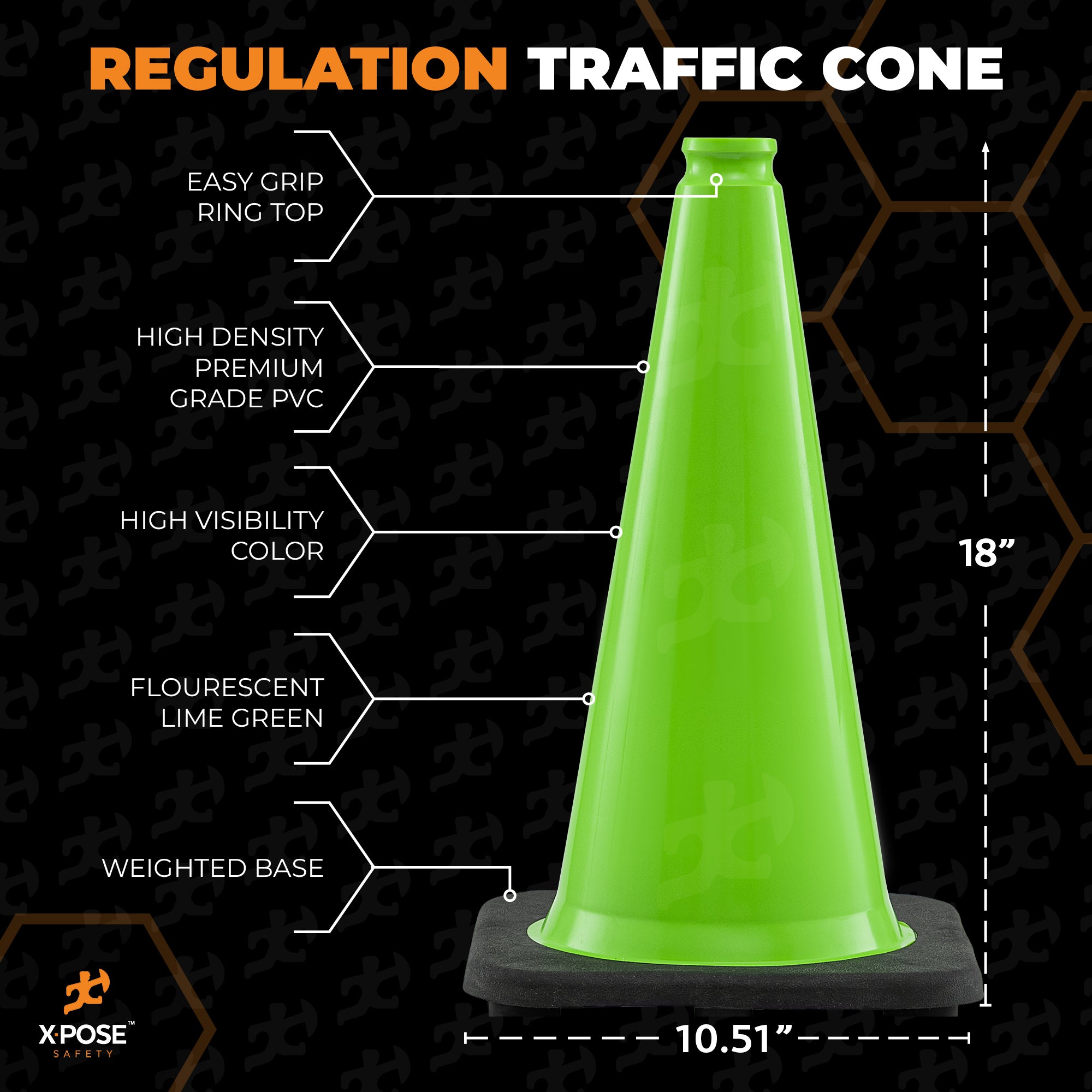 18" Lime Traffic Cone
