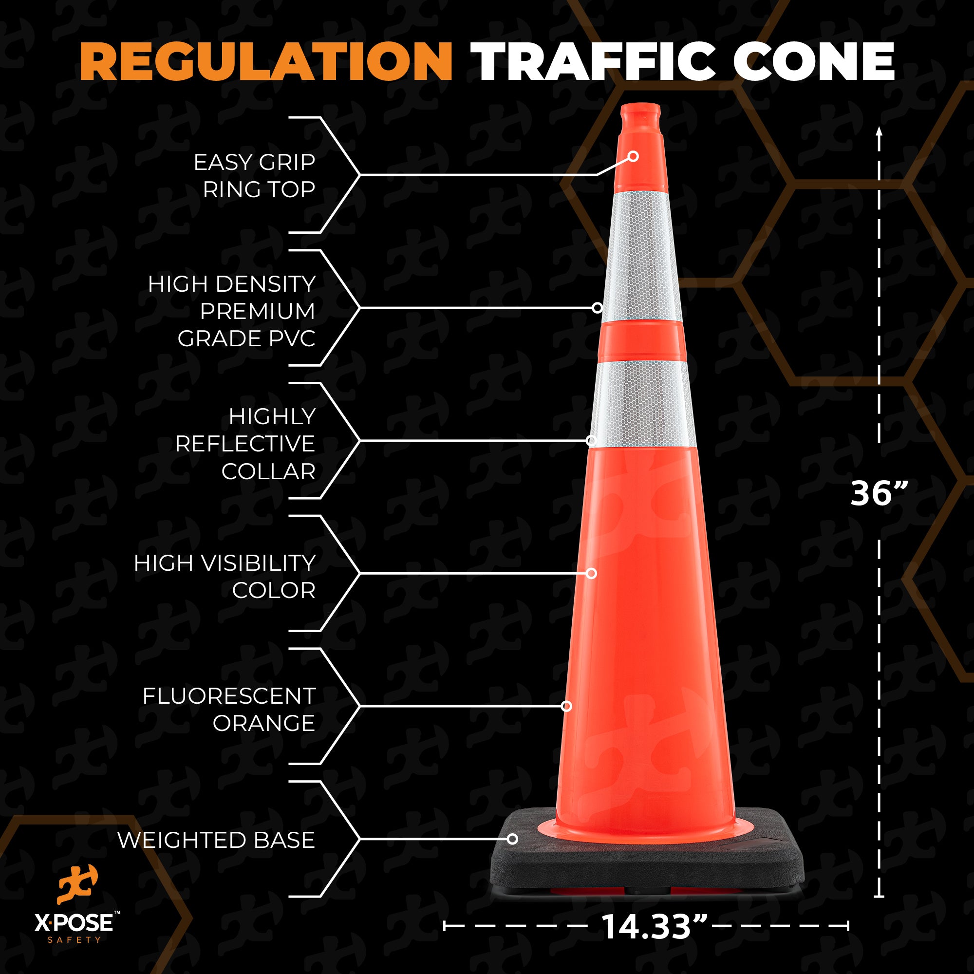 36" Slimline Orange Traffic Cone