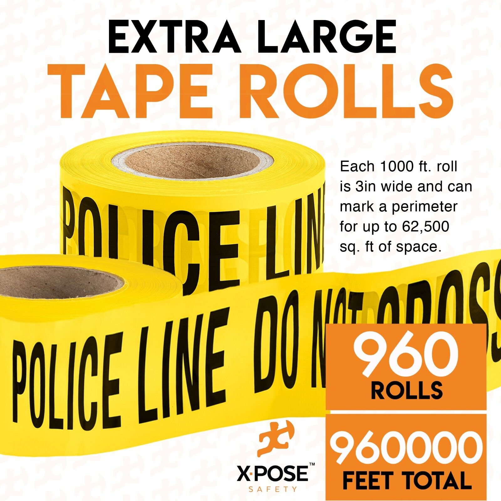 3" Barricade Tape Roll 1000 FT